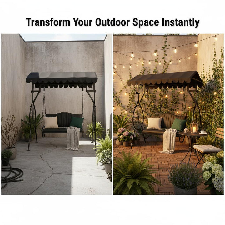 Translation missing: en.APRODZ Best Buy Steel Porch Jhula Swings Outdoor Iron Frame Deluxe Patio Garden Porch Canopy 3 Seats Swing with Bench 