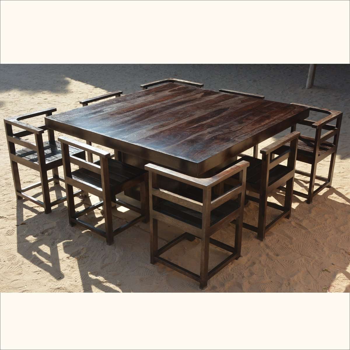 Sheesham Wood Manila 8 Seater Dining Table Set for Home | Dining Furniture | Brown Finish 