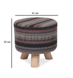 Upholstered and Steel Frame Puffy Stool Grass Green Fabric + Black Powdercoated - Set of 2 
