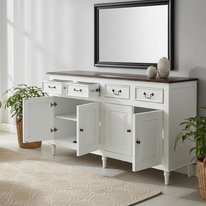 Solid Wood Cancun Storage Sideboard Cabinet with 4 Door and 4 Drawer for Living Room 