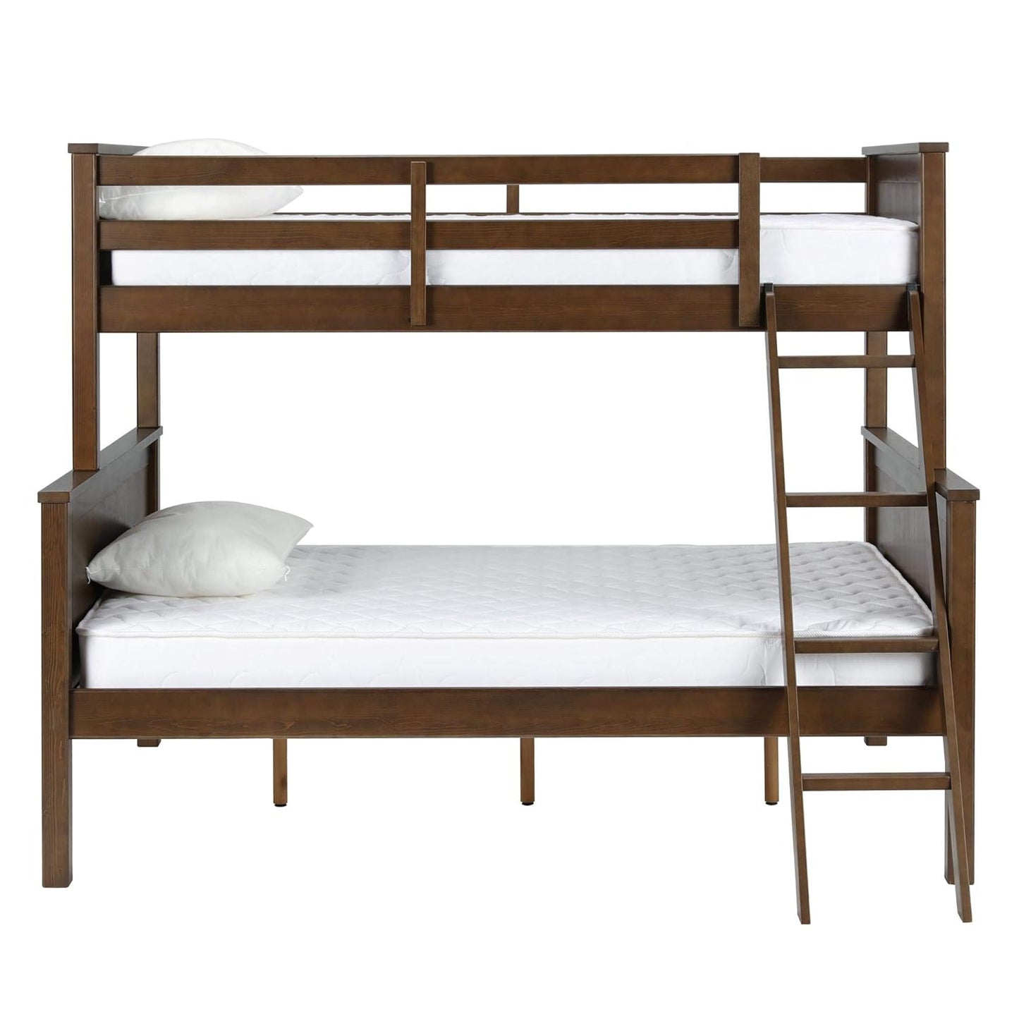 APRODZ Mango Wood Bussbe Kids Bunk Beds with Ladder for Bedroom | Brown Finish