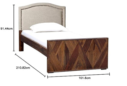 Sheesham Wood Without Storage Enoc Single Size Bed for Bedroom Stylish | Brown Finish