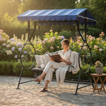 APRODZ Best Buy Steel Porch Jhula Swings Outdoor Iron Frame Deluxe Patio Garden Porch Canopy 3 Seats Swing with Bench 