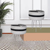 Upholstered and Steel Frame Puffy Stool Grass Green Fabric + Black Powdercoated - Set