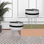 Upholstered and Steel Frame Puffy Stool Grass Green Fabric + Black Powdercoated - Set of 2 