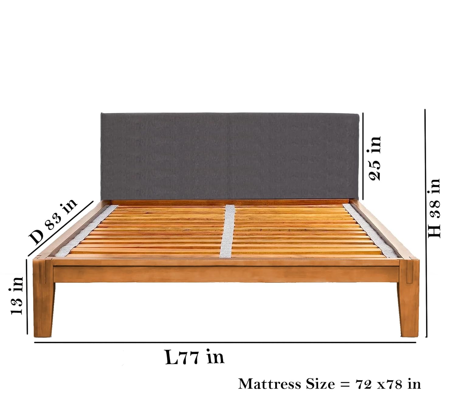 APRODZ Juno Upholstered and Acacia Wood Platform Bed (bd-483-k, King)