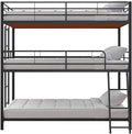 APRODZ Chavez Triple Twin/Twin/Twin Size Metal Triple (3Bed) Bunk Bed (Metal - Black Powdercoated)