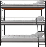 APRODZ Chavez Triple Twin/Twin/Twin Size Metal Triple (3Bed) Bunk Bed (Metal - Black Powdercoated)