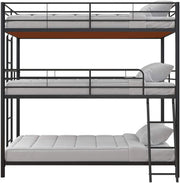 APRODZ Chavez Triple Twin/Twin/Twin Size Metal Triple (3Bed) Bunk Bed (Metal - Black Powdercoated)