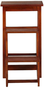 Mango Wood Folding Step Side End Table for Home | Stap Stool Table | Dark Brown 