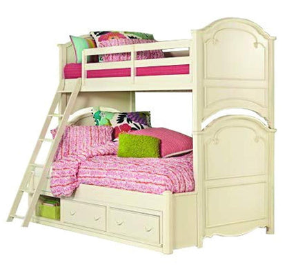 APRODZ Mango Wood Heldcys Kids Bunk Beds with Storage for Bedroom | Cream Finish