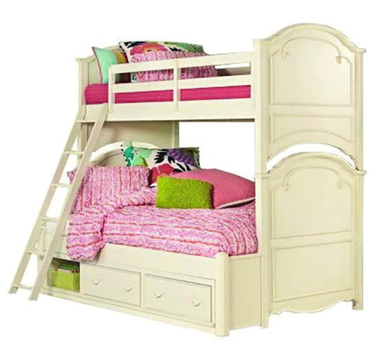 Translation missing: en.APRODZ Mango Wood Heldcys Kids Bunk Beds with Storage for Bedroom | Cream Finish