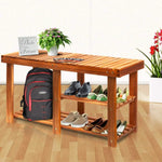 Wooden Shoe Rack Storage Bench 3 Tier for Hallway Organiser Cabinet Seat Natural Acacia Wood Small Narrow Shelf Load Capacity 87x28x45cm 