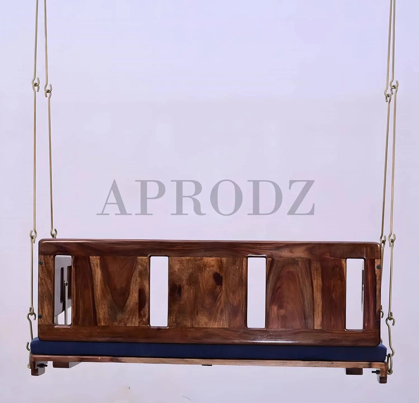 Reversible Wooden Swing Jhula with Brass Coated Chainfor Indoor Outdoor & Balcony | House Swings for Adults (52 Inches, Natural Finish) 