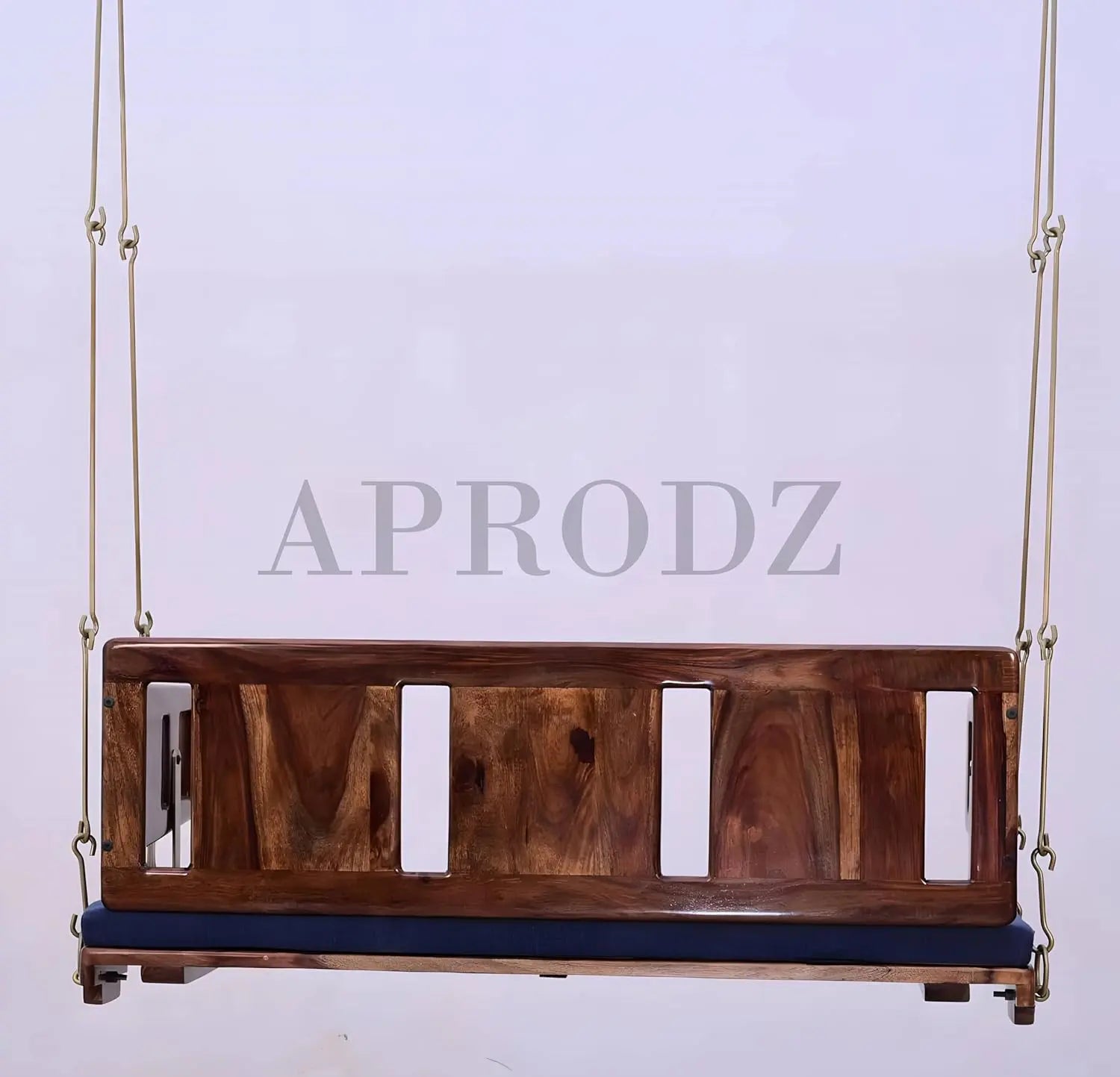 Reversible Wooden Swing Jhula with Brass Coated Chainfor Indoor Outdoor & Balcony | House Swings for Adults (52 Inches, Natural Finish) 