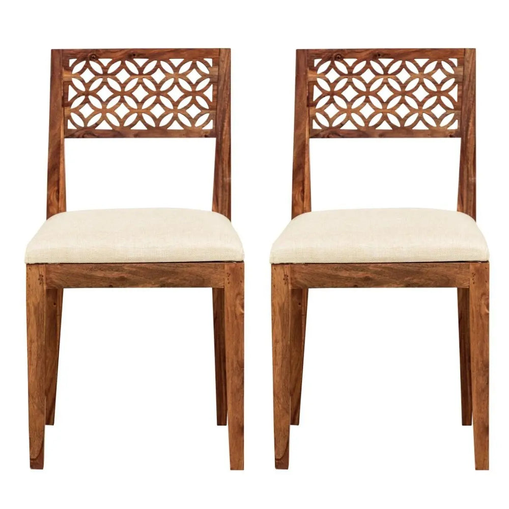 Sheesham Wood Durque Dining Chair Set for Home | Set of 2 Chair | Natural Finish
