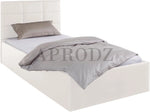APRODZ Upholstered Single Size Bed with Box Storage (White Leatherette)