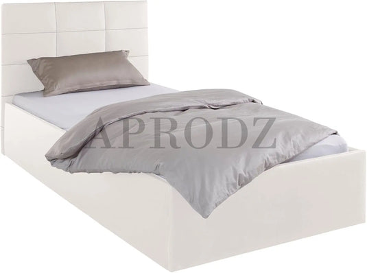 Translation missing: en.APRODZ Upholstered Single Size Bed with Box Storage (White Leatherette)