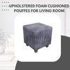 Flute Printed Ottoman Stool Upholstered Foam Cushioned Pouffes for Living Room Puffy Muddha Stool