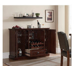APRODZ Mango Wood Peetz Royal Stylish Bar Cabinet with Wine Glass Storage for Living Room | Chestnut Finish