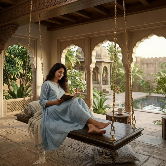 Jhula for Adults for Home 2 Seater Swing Wooden Jhula for Indoor Outdoor & 