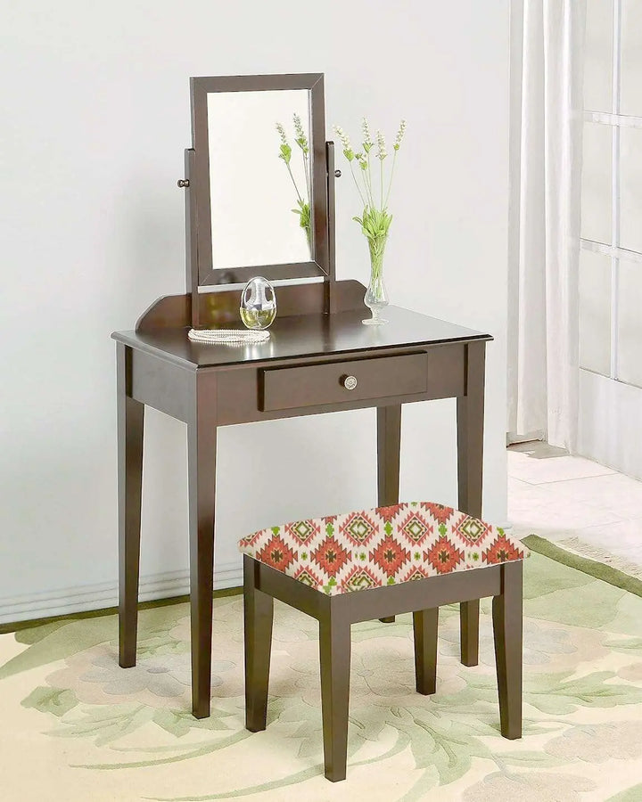 Translation missing: en.APRODZ Acacia Wood Dressing Table with Portable Stool for Living Room (Brown Finish)