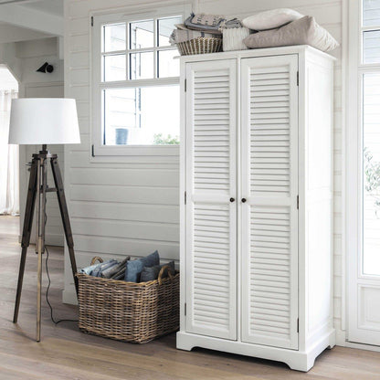 APRODZ Mango Wood Double Doors Multipurpose Storage Montreal Wardrobe Almirah for Living Room | White