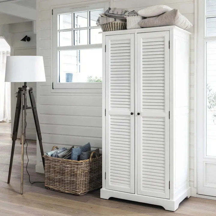 Translation missing: en.Mango Wood Double Doors Multipurpose Storage Montreal Wardrobe Almirah for Living Room | White 