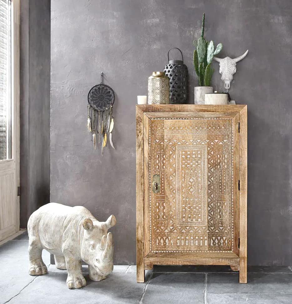 APRODZ Regenerada Metal and Recycled Wood 2-Door Wardrobe Storage Almirah (Recycled Wood - Natural + White Powderocated)