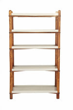 Solid Wood Open Bookcases and Book Shelves for Living Room | Rack Shelf | Dark Brown & White Finish 