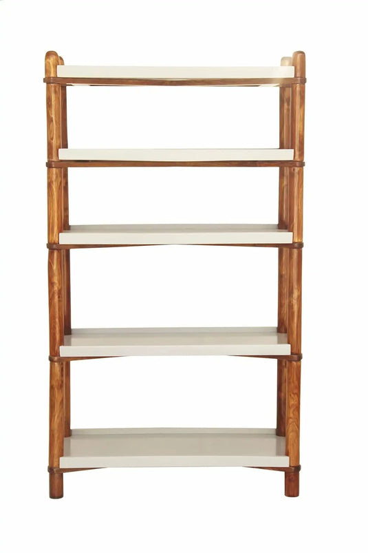 Translation missing: en.Solid Wood Open Bookcases and Book Shelves for Living Room | Rack Shelf | Dark Brown &amp; White Finish 