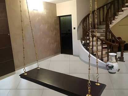 Jhula for Adults for Home 2 Seater Swing Wooden Jhula for Indoor Outdoor & Balcony Traditional Hammock House Swings Jhula| House Backyard Swings for Adults (Dark Brown- Glossy Lacquered) 