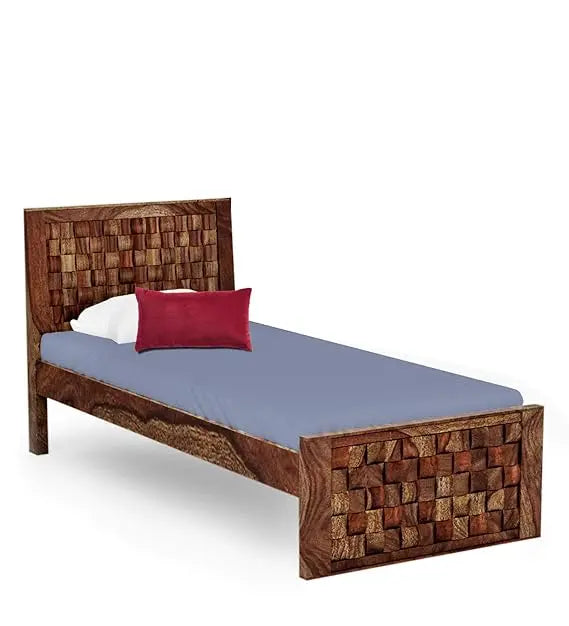 Sheesham Wood Without Storage Boxto Single Size Bed for Bedroom Stylish | Brown Finish 