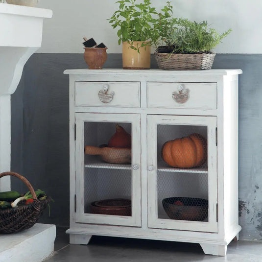 Translation missing: en.APRODZ Mango Wood Kalush Sideboard Storage Cabinet for Living Room | Wooden Cabinet for Kitchen | White Finish
