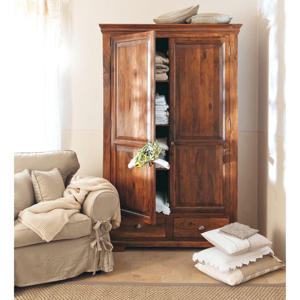 APRODZ Sheesham Wood Seoul Multipurpose Storage Wardrobe Almirah for Living Room