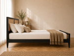 Mango Wood and Rattan Cane King Size & Queen Size Bed Frame, Black Finish 