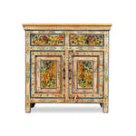Wooden Handpainted Antique Cabinet with Door & Drawer Storage for Living Room (Multicolor) 