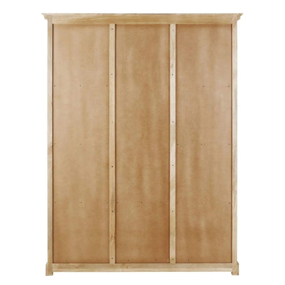 Aprodz Mango Wood Multipurpose Storage 3-Door Hanoi Wardrobe Almirah for Living Room | Brown Finish