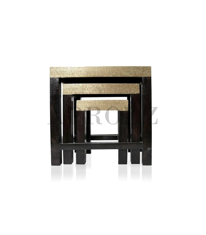 Translation missing: en.APRODZ Wooden Nesting Table Set of 3 Stools Portable Bedside End Table for Living Room Furniture (Multicolor)