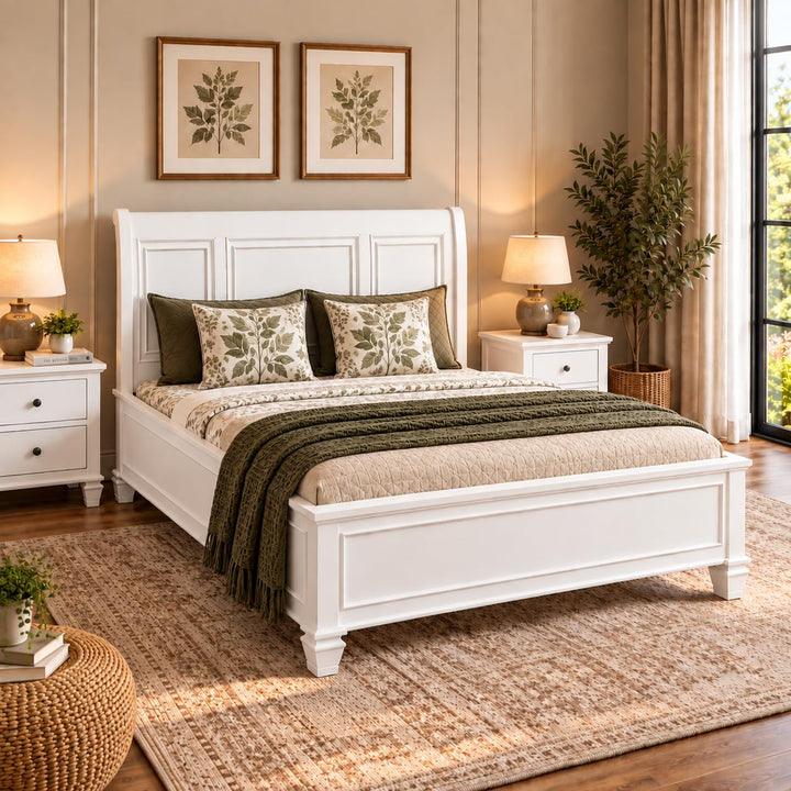 Translation missing: en.White Hydraulic Storage Bed with Panel Headboard &amp; Footboard – Elegant Lift-Up Storage Bed Frame 