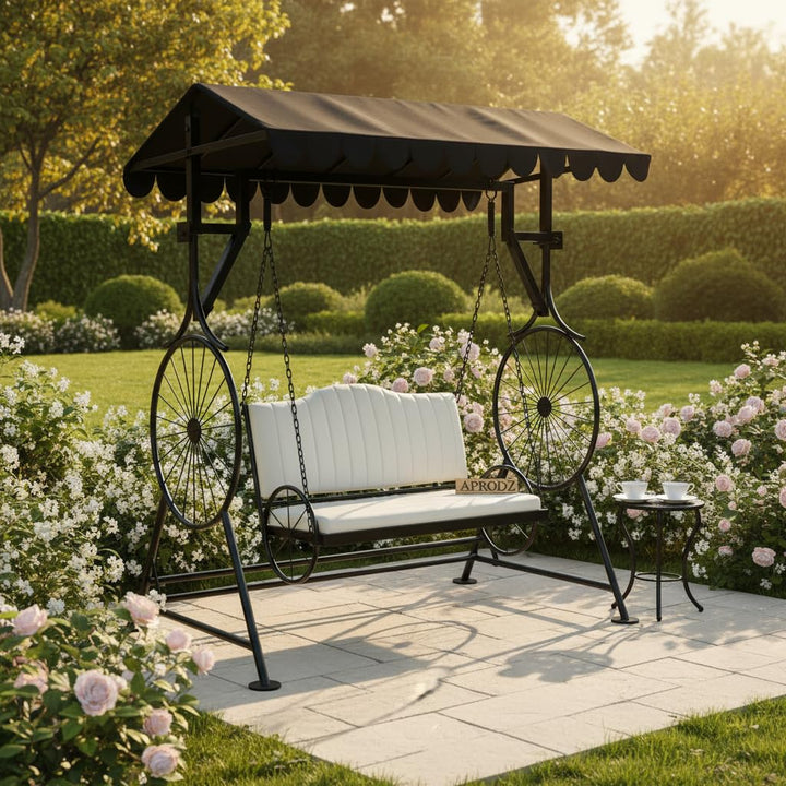 Translation missing: en.APRODZ Best Buy Steel Porch Jhula Swings Outdoor Iron Frame Deluxe Patio Garden Porch Canopy 3 Seats Swing with Bench 