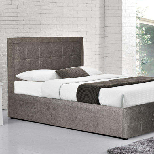 Translation missing: en.Solid Wood Garret Queen Size Bed with Hydraulic Storage for Bedroom | Grey Finish