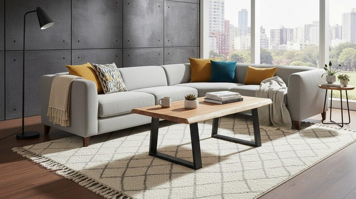 Translation missing: en.Spigolosa Acacia Wood Top and Metal Base Coffee Table (Acacia Wood - Natural + 