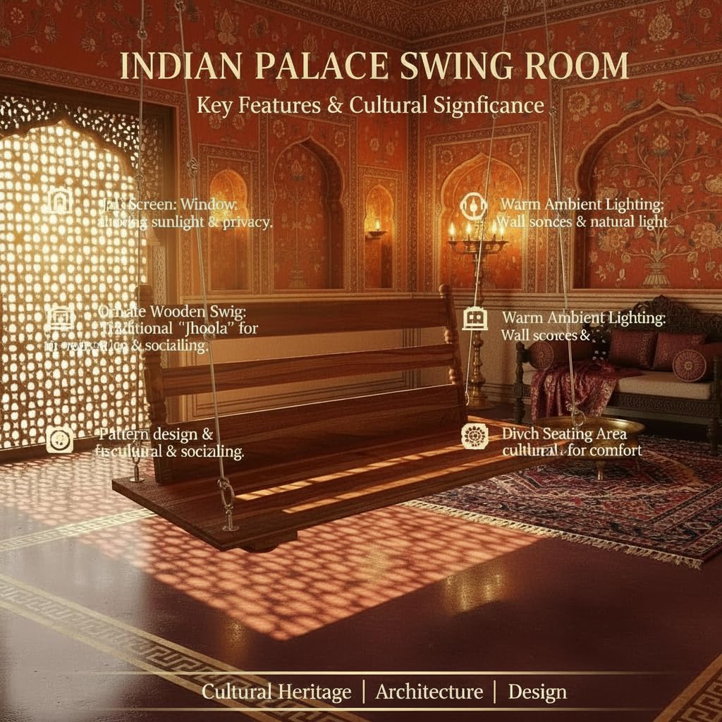 Jhula for Adults for Home 3 Seater Swing Wooden Jhula for Indoor Outdoor & 