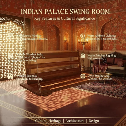 Jhula for Adults for Home 3 Seater Swing Wooden Jhula for Indoor Outdoor & 