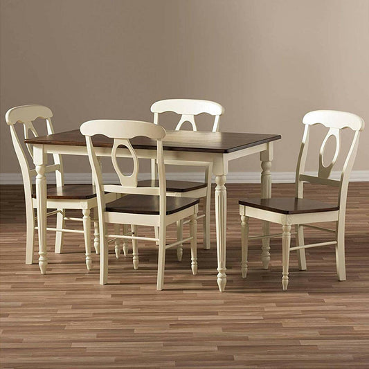 APRODZ Solid Wood Pensac 4 Seater Dining Table Set for Home | Dining Furniture | Brown & White Finish