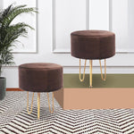 Upholstered and Steel Frame Puffy Stool Grass Green Fabric + Black Powdercoated - Set of 2 