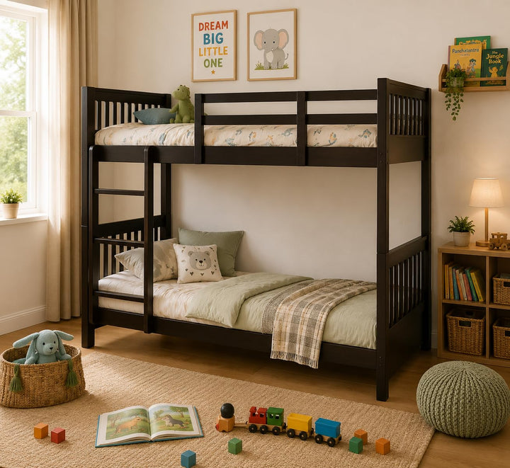 Translation missing: en.Sheesham Wood Moyer Bunk Bed for Bedroom | Brown Finish 