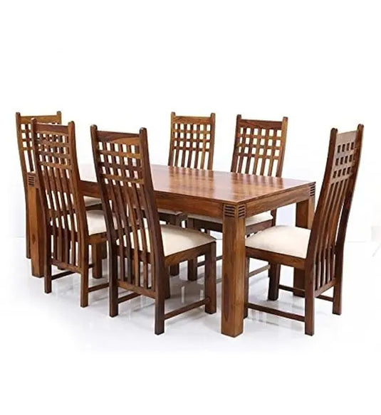 Translation missing: en.Sheesham Wood Avavia 6 Seater Dining Table Set for Home | Dining Furniture | Brown Finish 