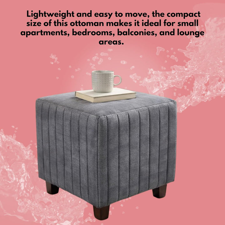 Translation missing: en.Flute Printed Ottoman Stool Upholstered Foam Cushioned Pouffes for Living Room Puffy Muddha Stool for Footrest &amp; Sitting, Velvet Pouf Stool, Furniture for Home Decor, Office Set of 1 (Hale Navy) 